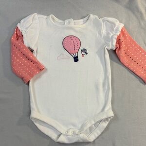 Gymboree Pink and White Hot Air Balloon long sleeve Bodysuit onesie top